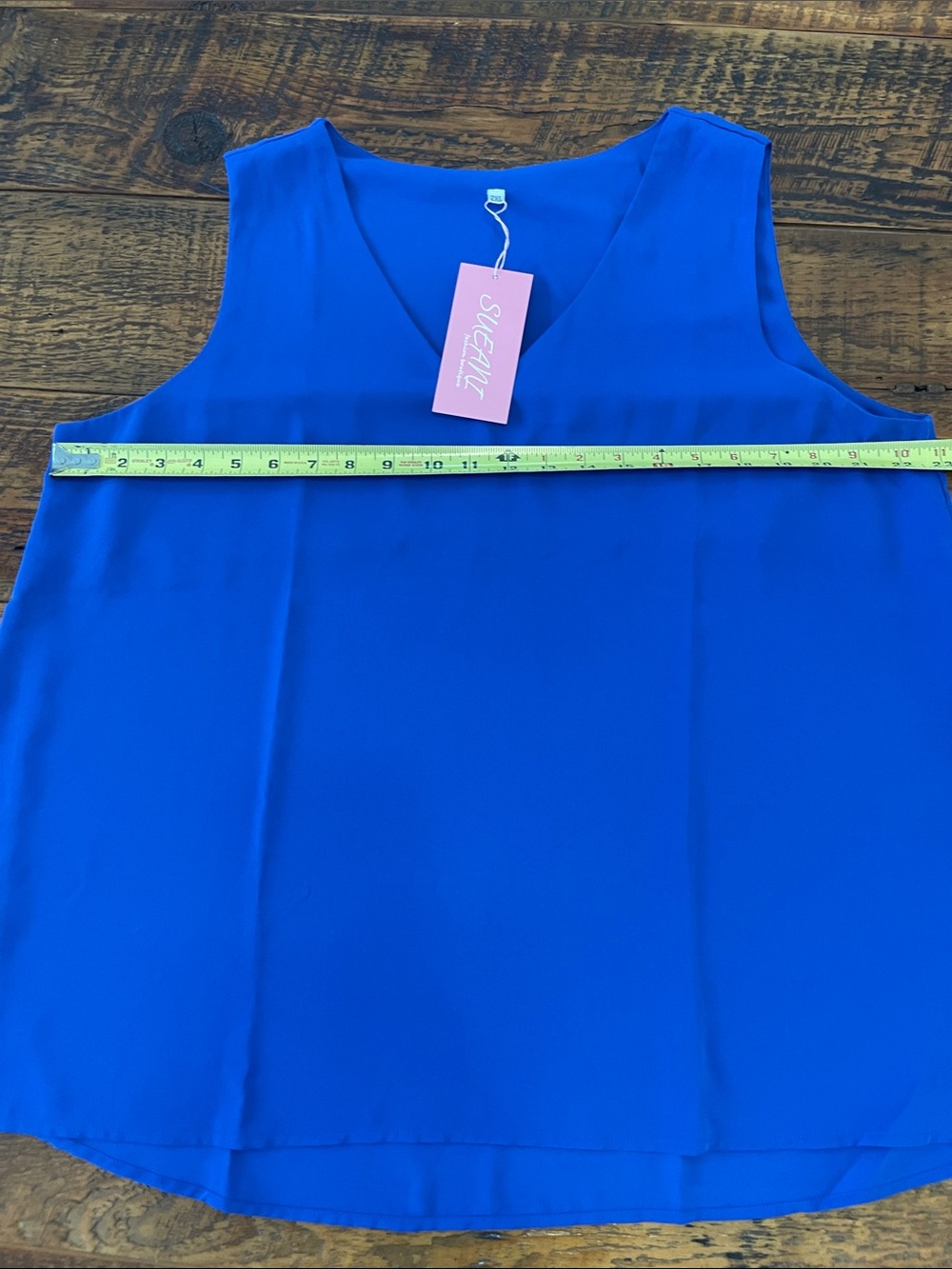 Flowy Sleeveless V-Neck Sleeveless Top in Bright Blue - Picture 2 of 5